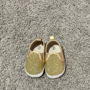 Sparkling Gold Kids Slip-On Sneakers